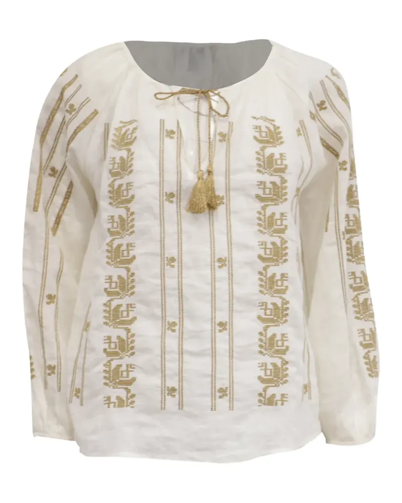 Nili Lotan embroidered tassel-tie blouse - Weiß Weiß