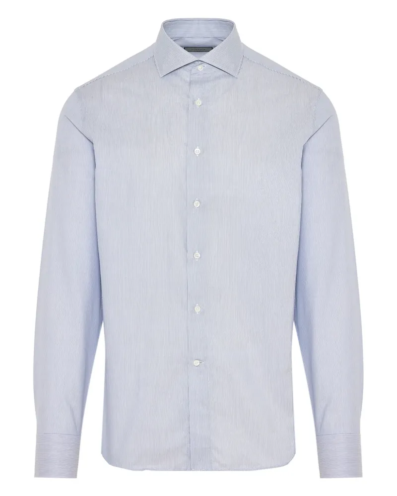 Canali Hemd aus Popeline - Blau Blau