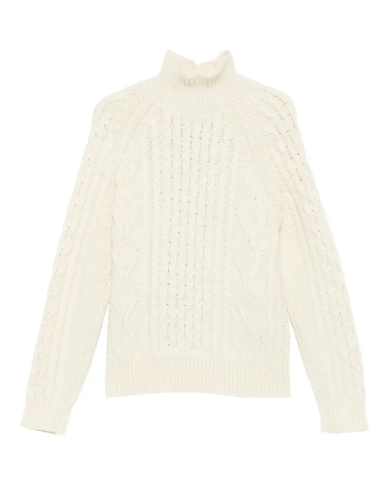 Baracuta Aran Pullover mit Stehkragen - Weiß Weiß