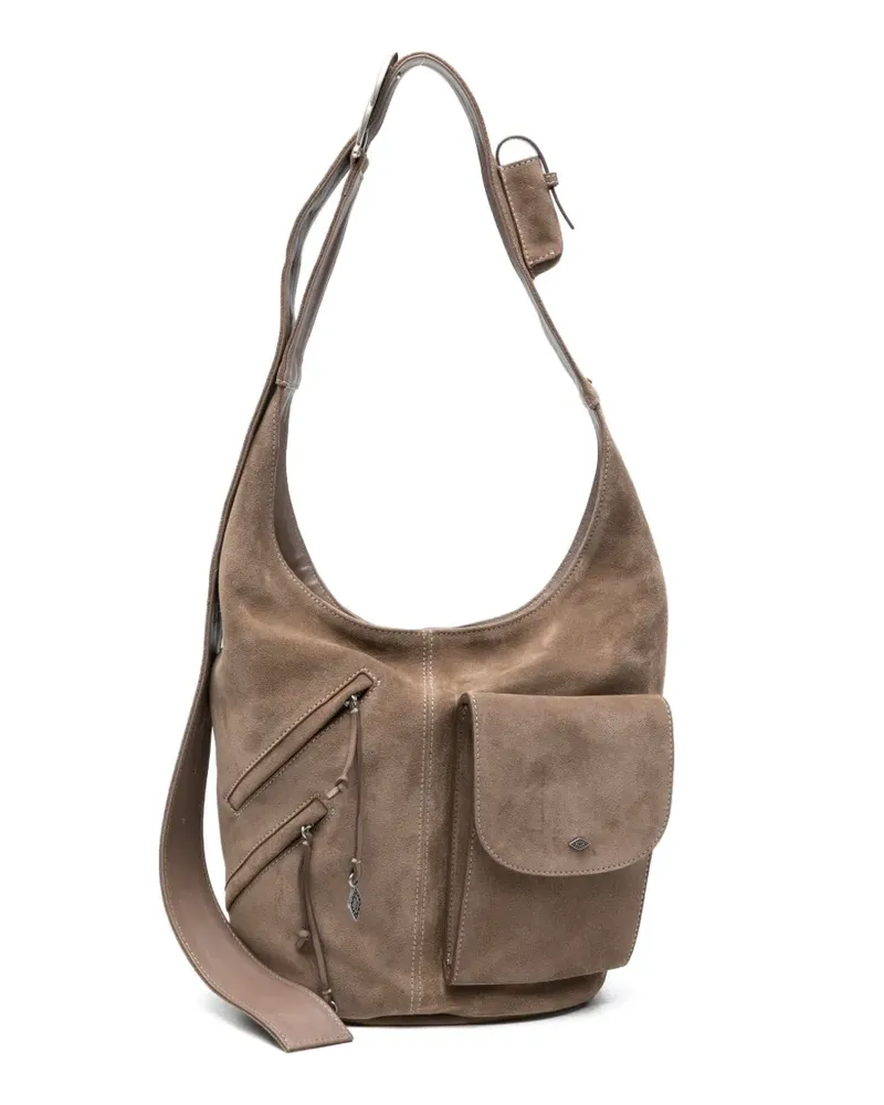 ba&sh Youyou suede shoulder bag - Nude Nude