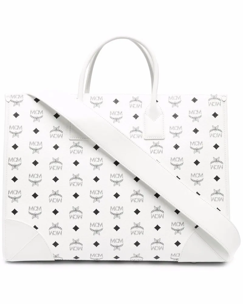MCM Shopper mit Monogramm-Print - Weiß Weiß