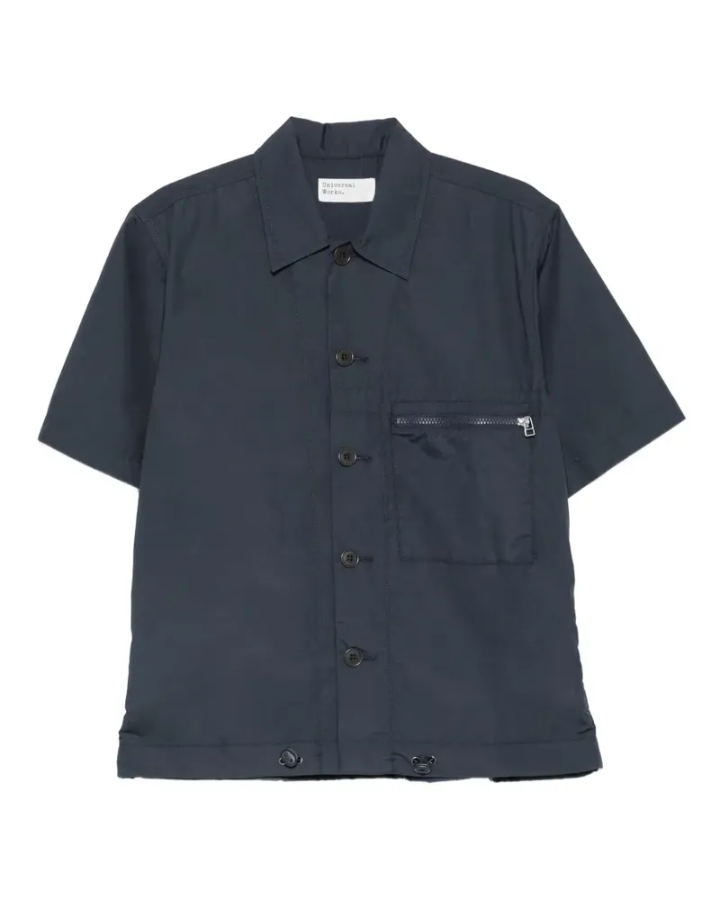 Universal Works zip-pocket short-sleeve shirt - Blau Blau