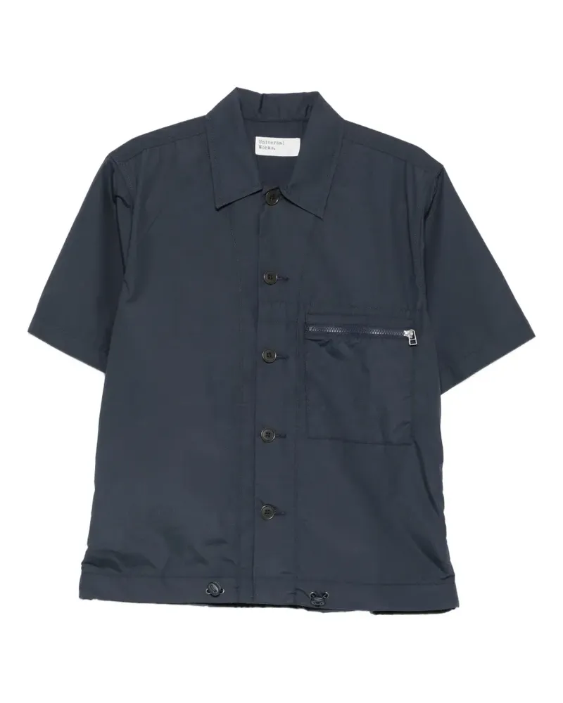 Universal Works zip-pocket short-sleeve shirt - Blau Blau