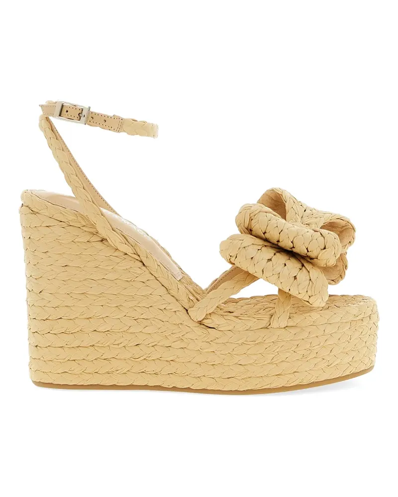 Mach & Mach Cadeau bow raffia sandals - Nude Nude