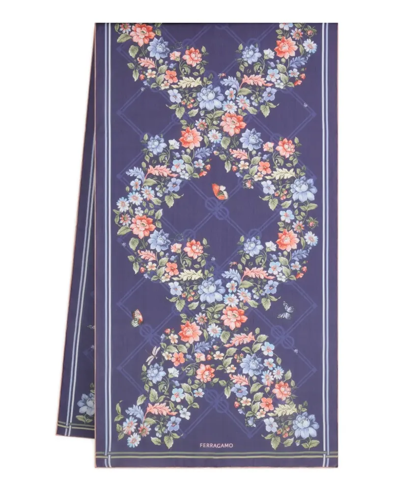 Ferragamo Ramages Seidenschal mit Print - Blau Blau