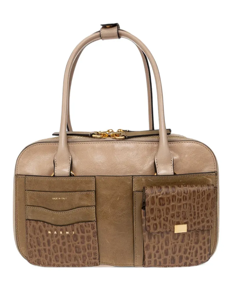Marni Tote Bag mit Kroko-Effekt - Braun Braun
