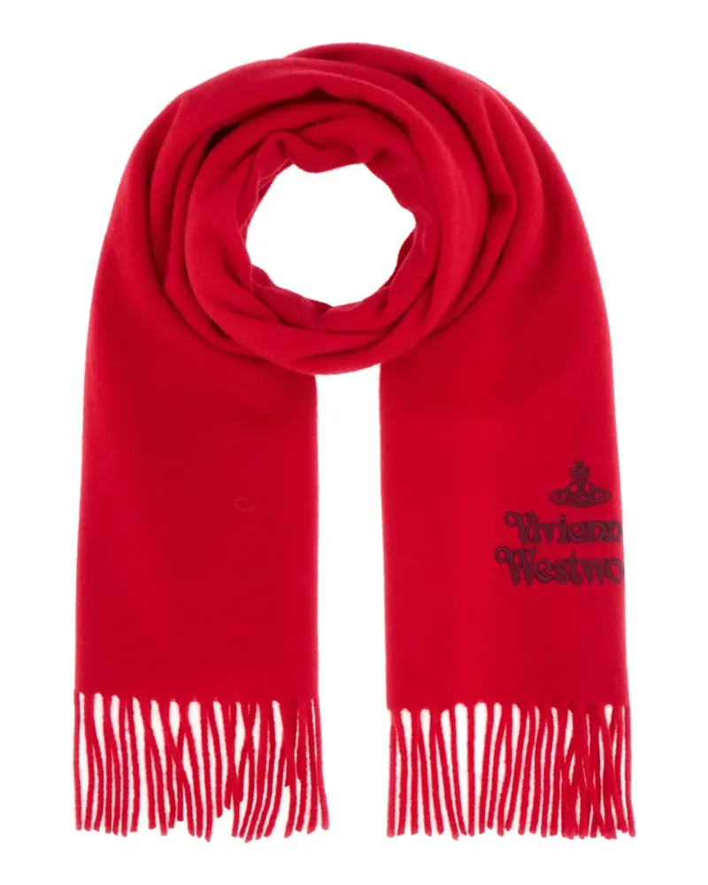Vivienne Westwood Orb Fransenschal mit Stickerei - Rot Rot