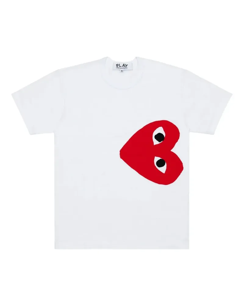 Comme des Garçons Side Heart T-Shirt mit Logo - Weiß Weiß