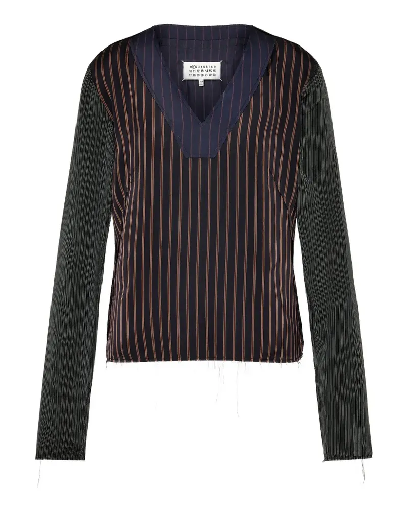 Maison Margiela patchwork pinstripe-pattern top - Braun Braun