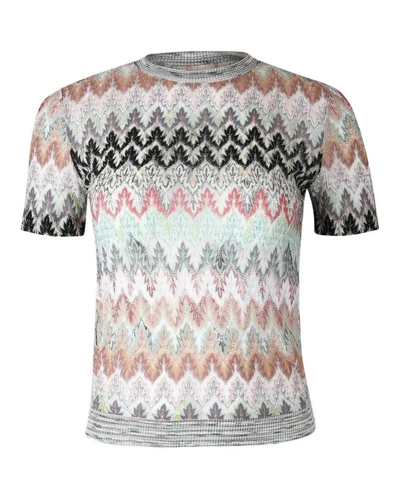 Missoni zigzag-pattern short-sleeve top - Nude Nude