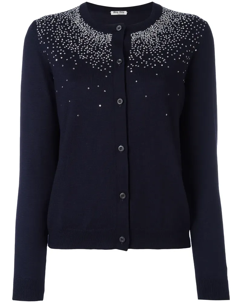 Miu Miu Schurwollcardigan mit Nieten - Blau Blau