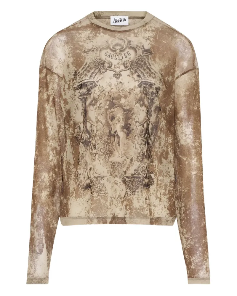 Jean Paul Gaultier Langarmshirt mit Medaillon-Print - Nude Nude