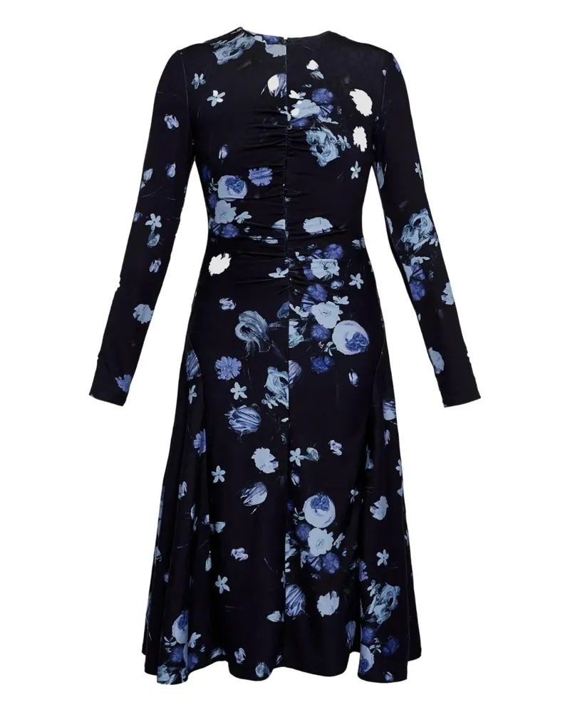 Erdem floral-print long-sleeve midi dress - Blau Blau
