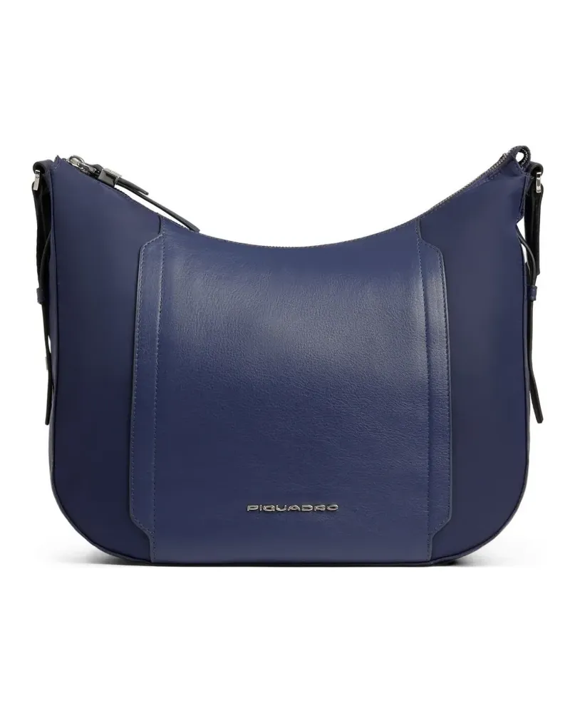 Piquadro Schultertasche mit Ledereinsätzen - Blau Blau