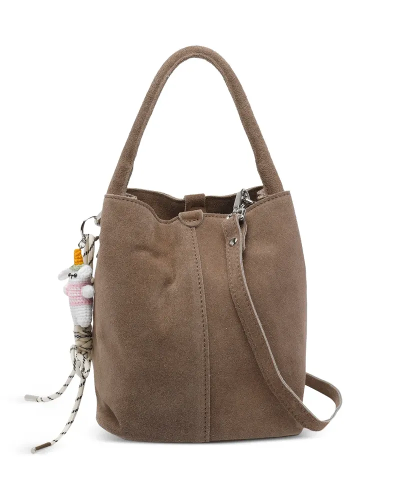 D.A.T.E. Paniere suede removable-strap handbag - Braun Braun