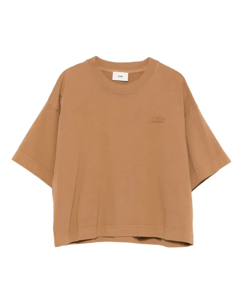 AUTRY Cropped-T-Shirt mit Logo - Braun Braun
