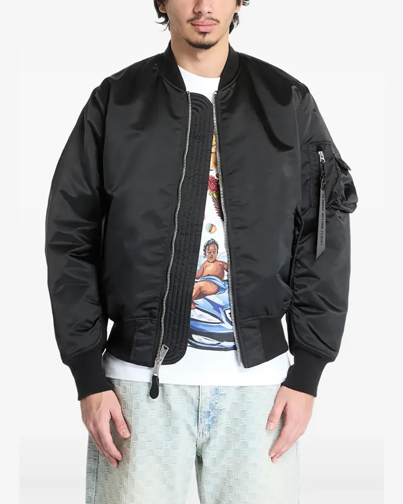 Alpha Industries Bomberjacke mit Reißverschluss - Schwarz Schwarz