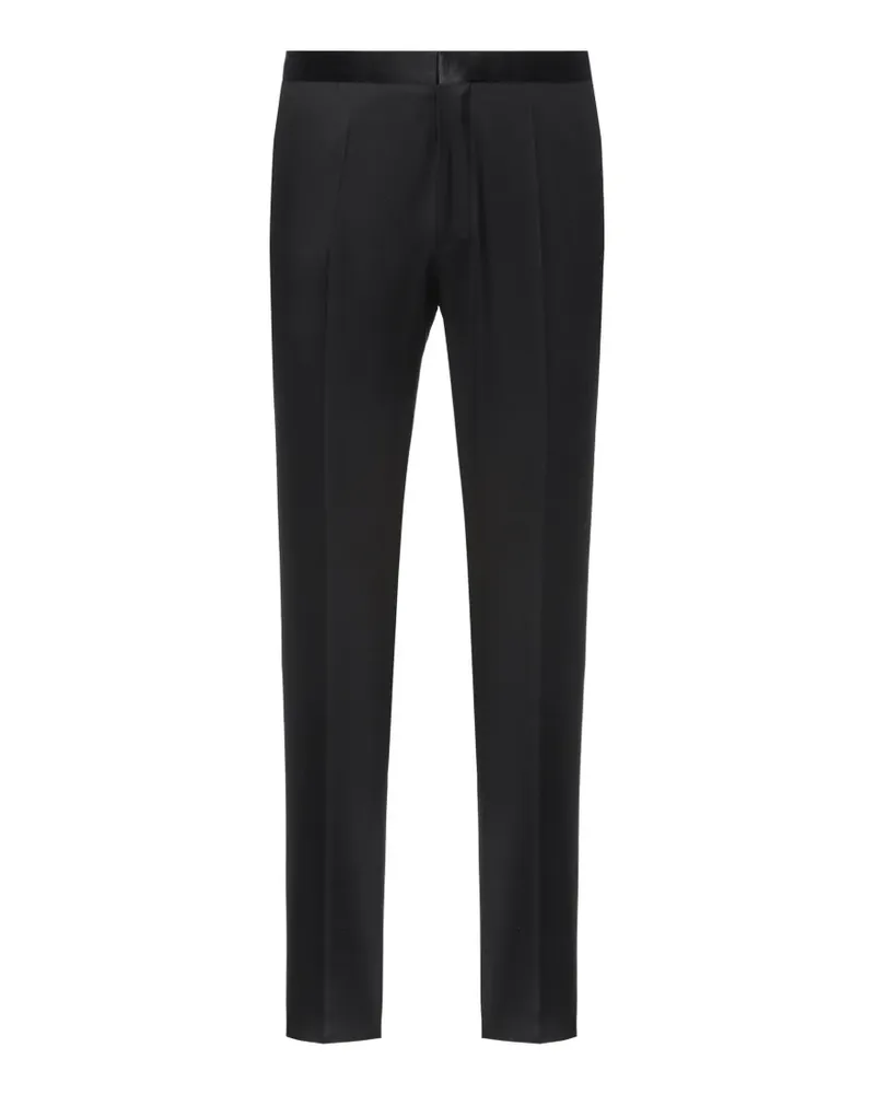 HUGO BOSS satin-waistband pressed-crease trousers - Blau Blau