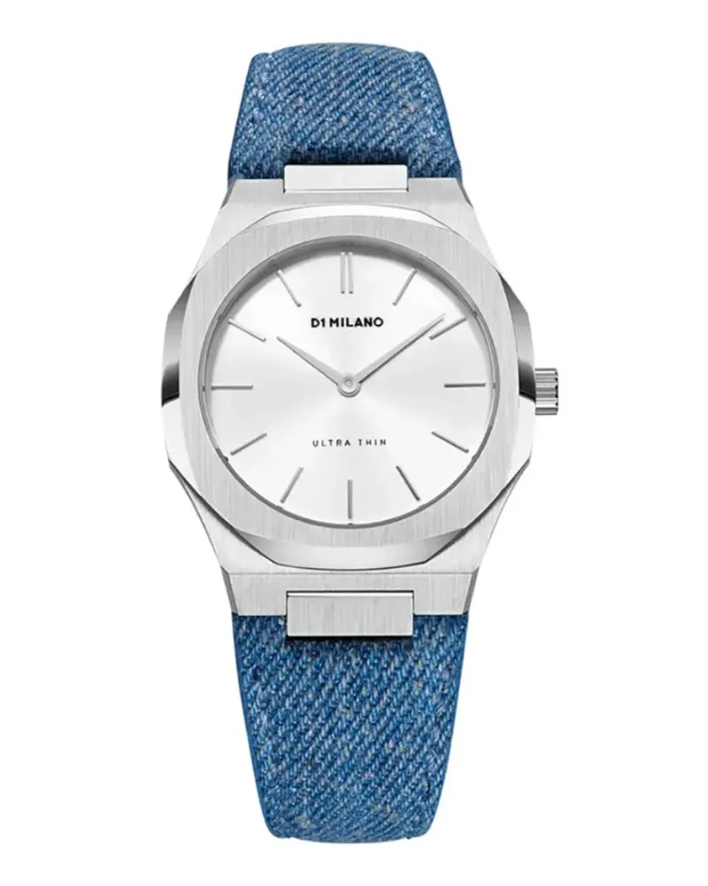 D1 Milano Armbanduhr mit Jeansband - Silber Silber
