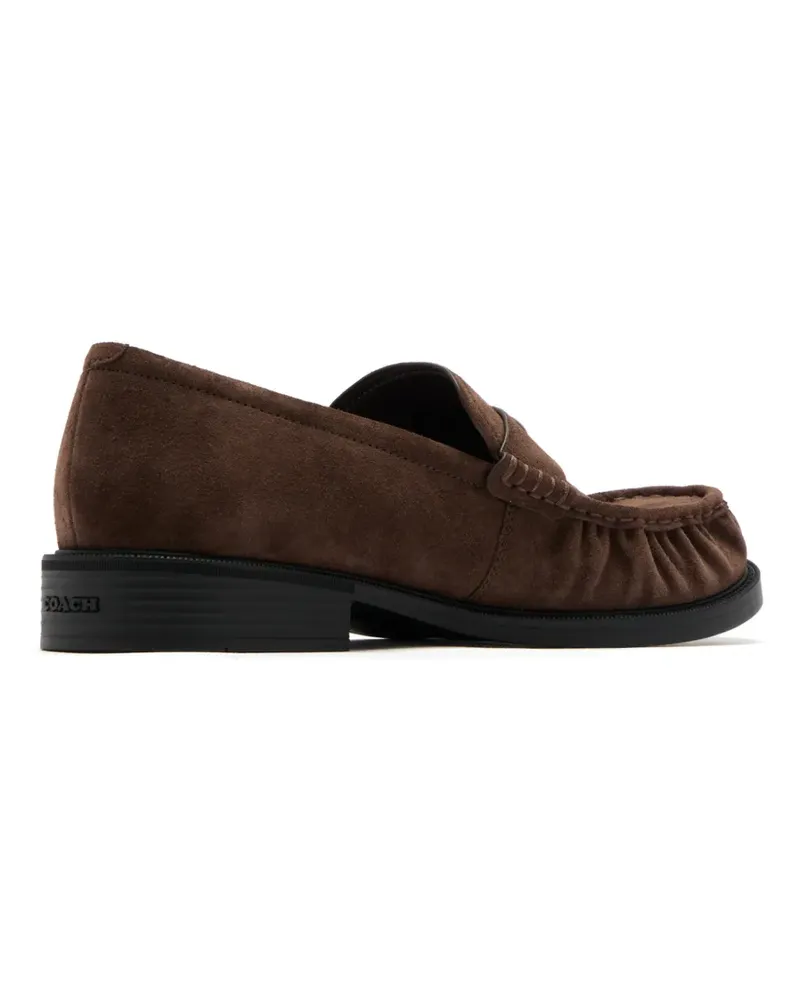 Coach logo-plaque suede loafers - Braun Braun