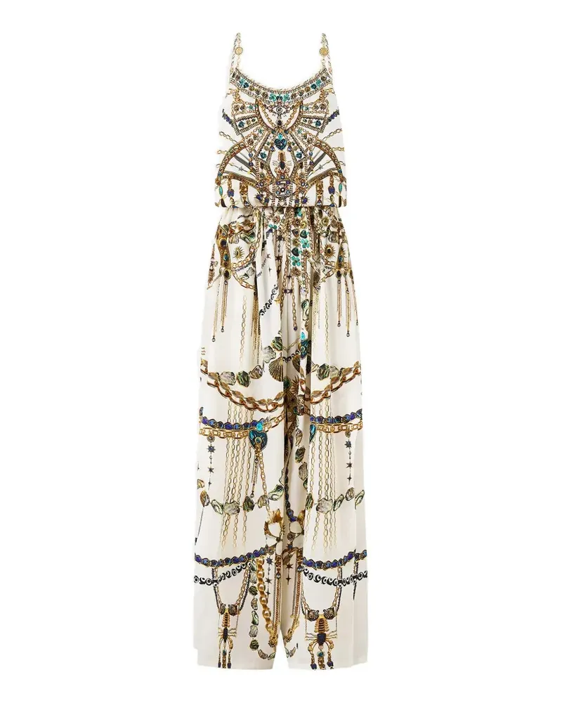 Camilla Jumpsuit mit Ketten-Print - Weiß Weiß