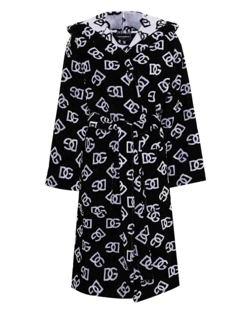 Dolce & Gabbana Jacquard-Morgenmantel aus Frottee - Schwarz Schwarz