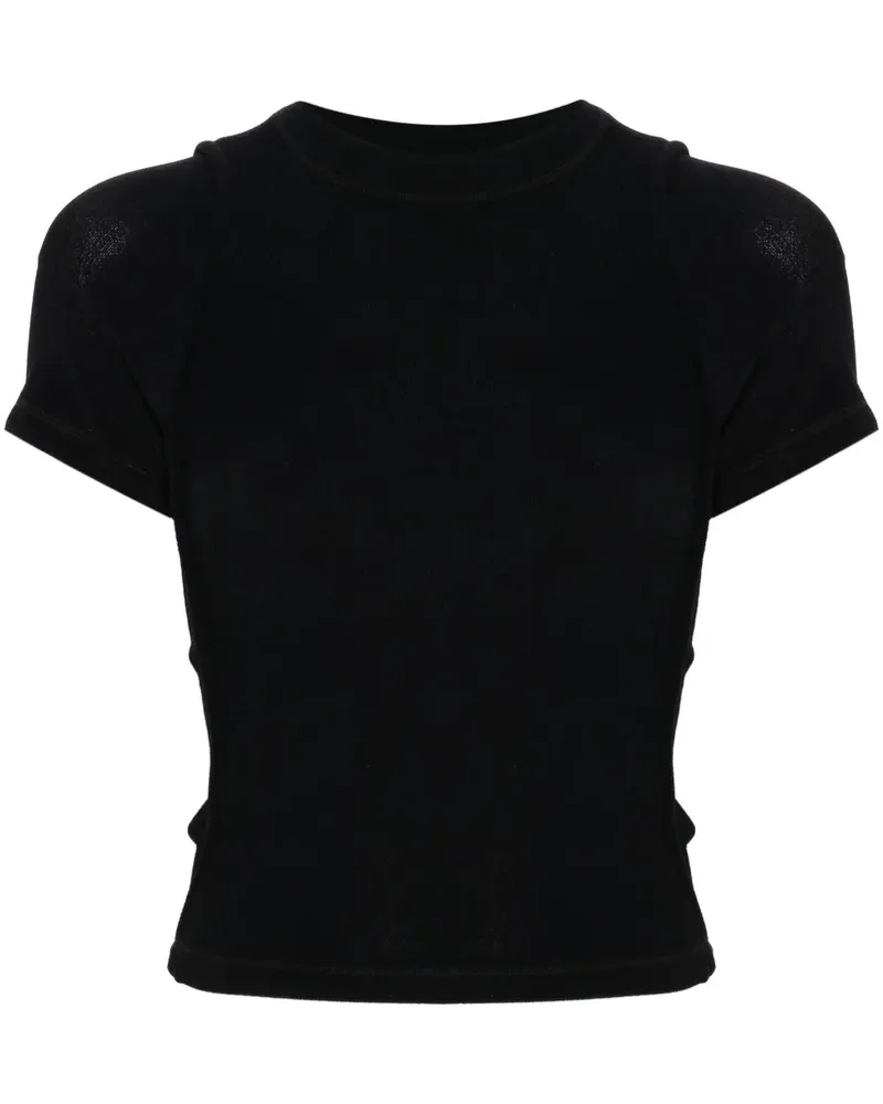 OTTOLINGER Strukturiertes T-Shirt mit Logo-Print - Schwarz Schwarz