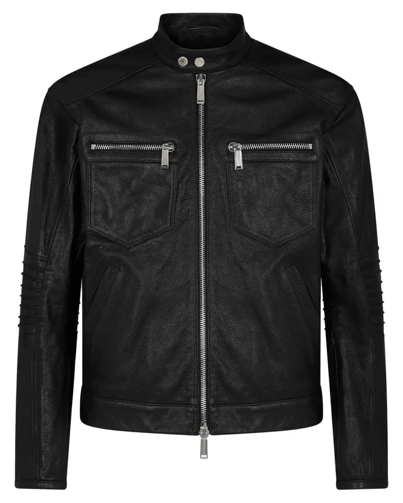 Dsquared2 Lederjacke mit Reißverschluss - Schwarz Schwarz
