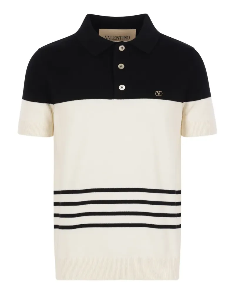 Valentino Garavani Gestreiftes VLogo Signature Poloshirt - Nude Nude