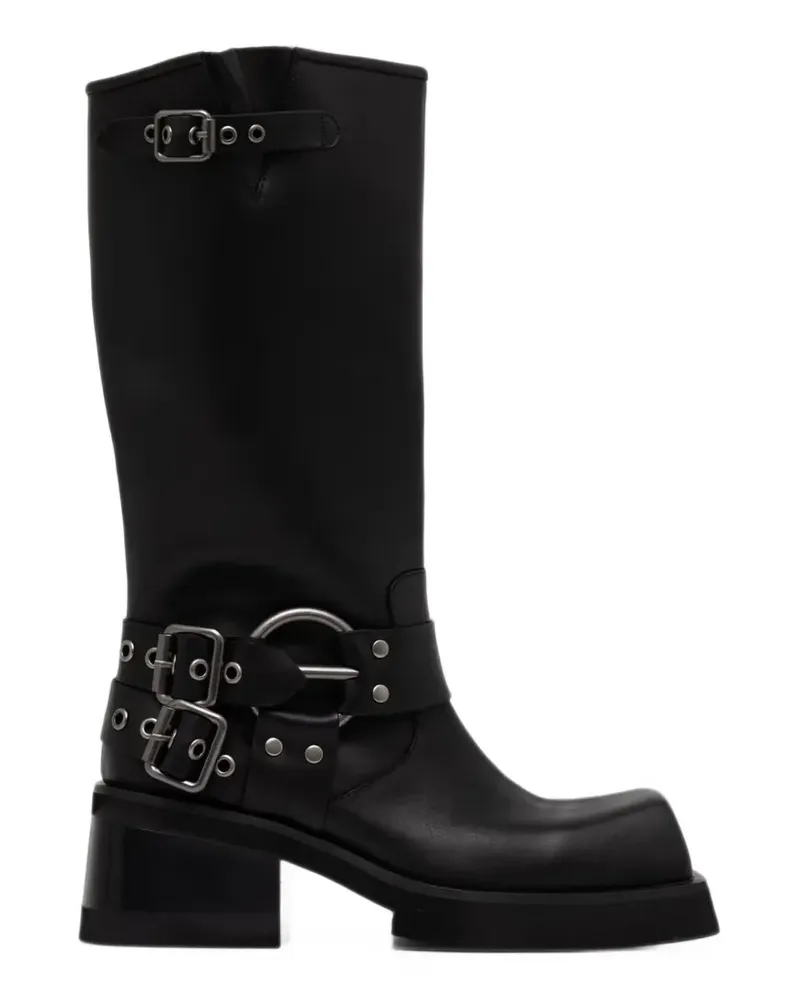 Jeffrey Campbell Fraudulent buckle-strap square-toe boots - Schwarz Schwarz