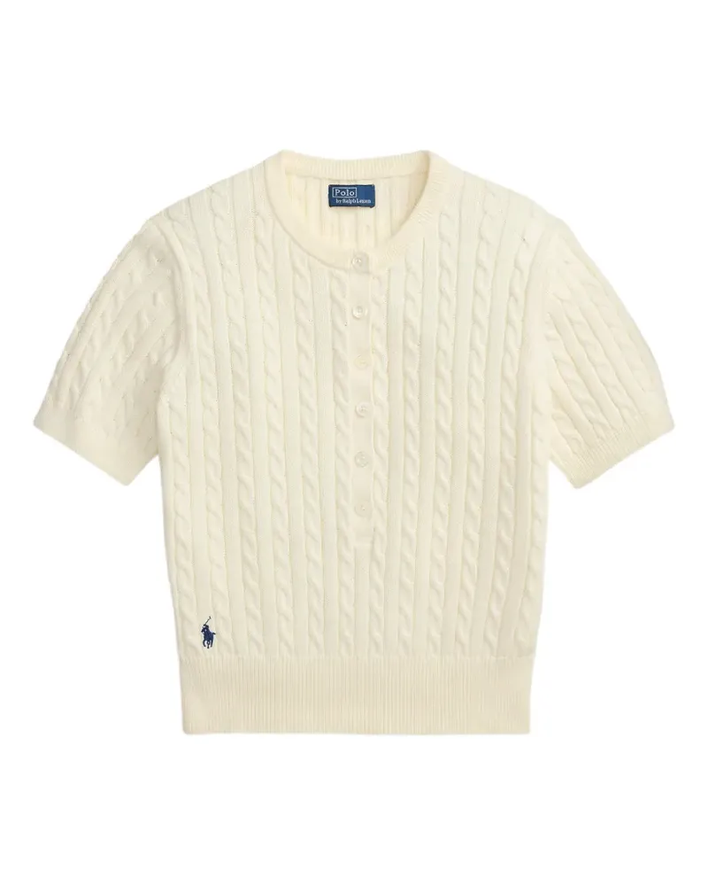 Ralph Lauren Henley-Pullover mit Zopfmuster - Weiß Weiß
