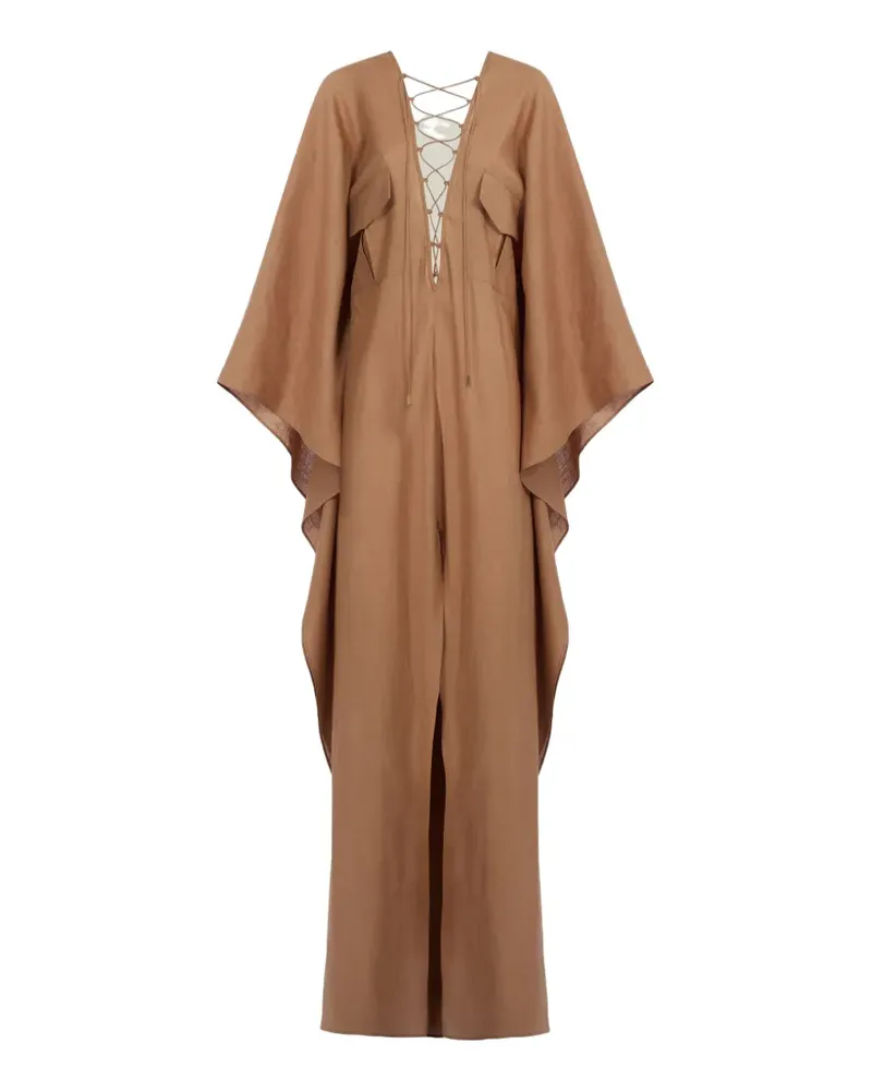 Taller Marmo Mojave lace-up kaftan maxi dress - Braun Braun