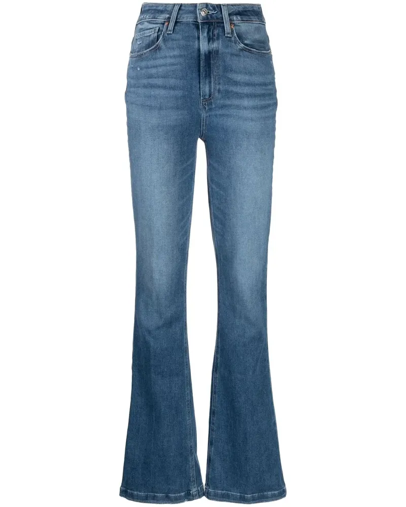 Paige Halbhohe Schlagjeans - Blau Blau