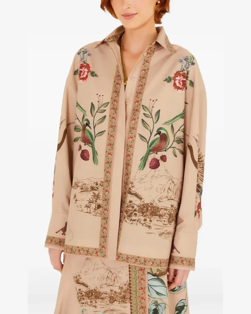 FARM Rio Bird Poetry Hemd mit grafischem Print - Rosa Rosa
