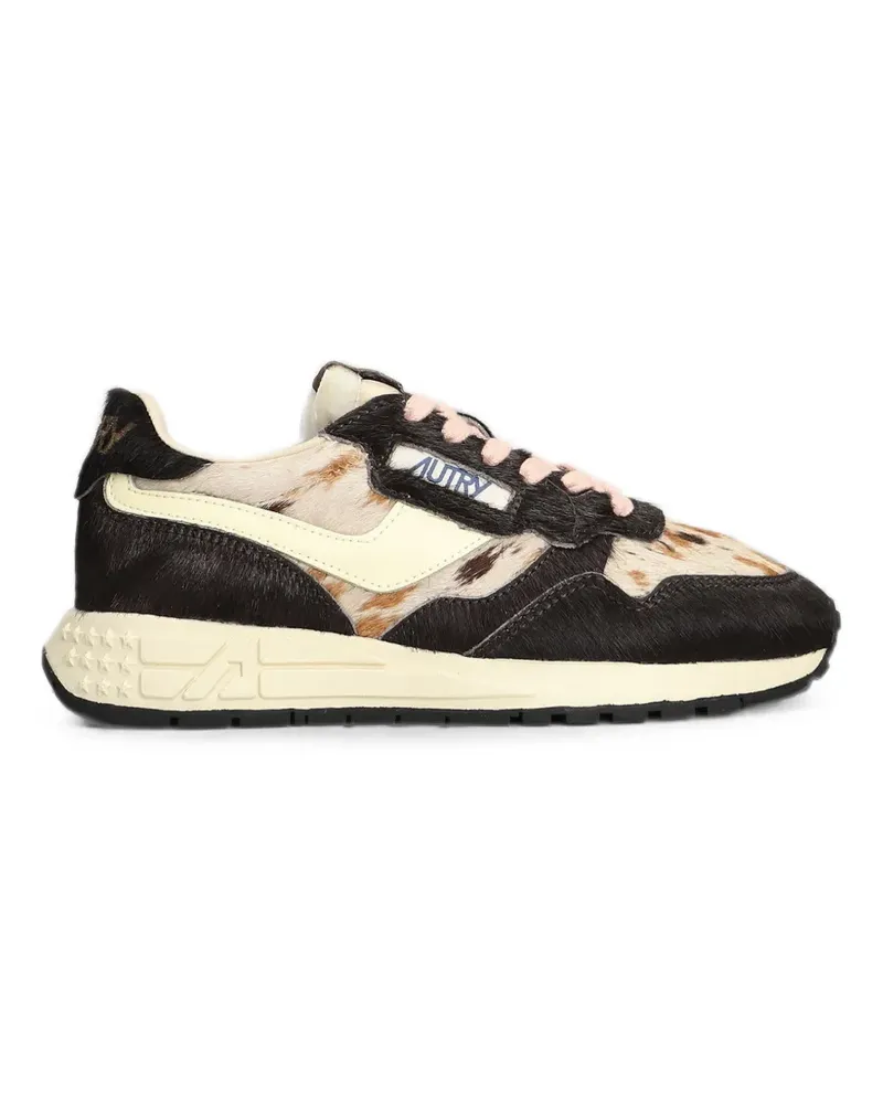 AUTRY Reelwind Low animal-print calf-hair sneakers - Braun Braun