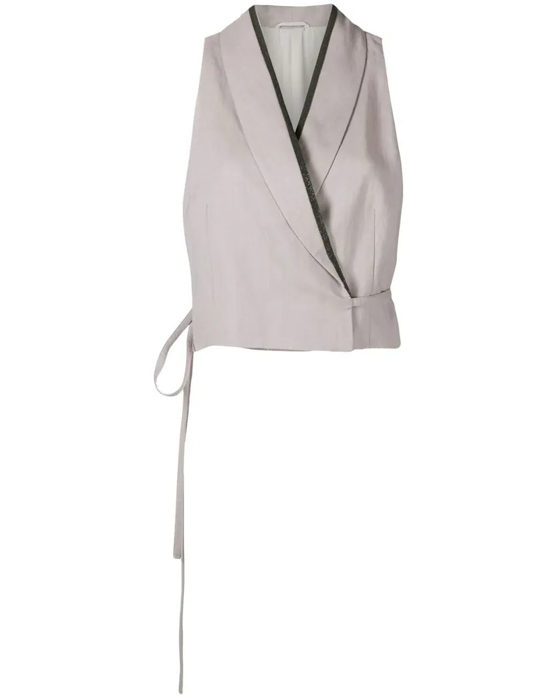 Brunello Cucinelli Cropped-Weste aus Seide - Violett Violett