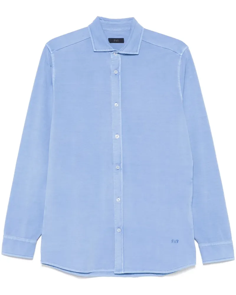 Fay Hemd aus Baumwolljersey - Blau Blau
