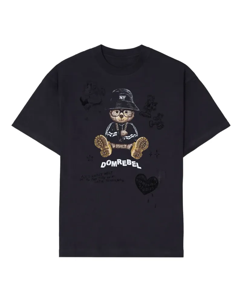 DOMREBEL NY Bear Sketch T-Shirt - Schwarz Schwarz
