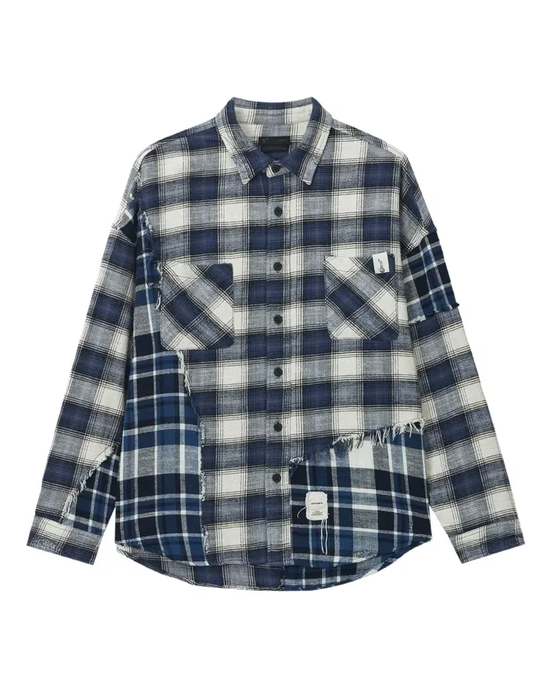 FIVE CM patchwork frayed shirt - Blau Blau
