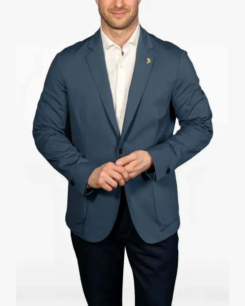 Tombolini Einreihiges Sakko mit Logo-Schild - Blau Blau