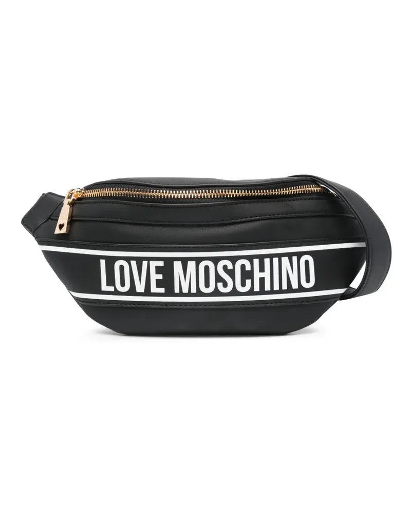 Moschino Gürteltasche mit Logo-Streifen - Schwarz Schwarz
