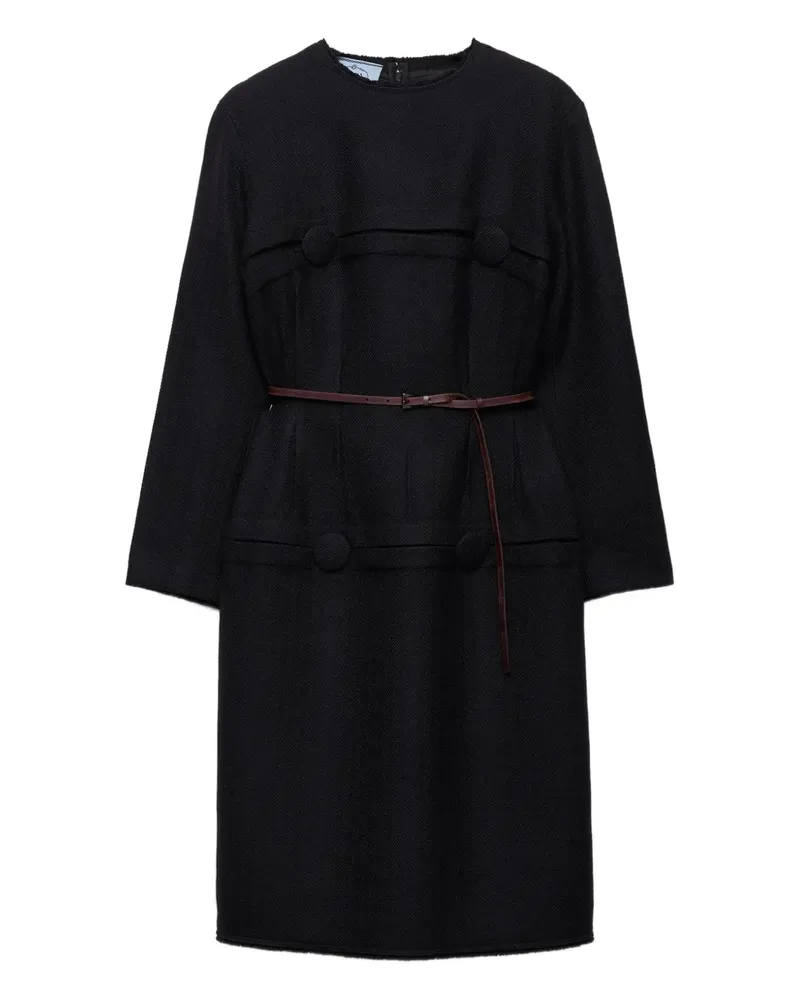 Prada Midikleid mit Knopfdetail - Schwarz Schwarz