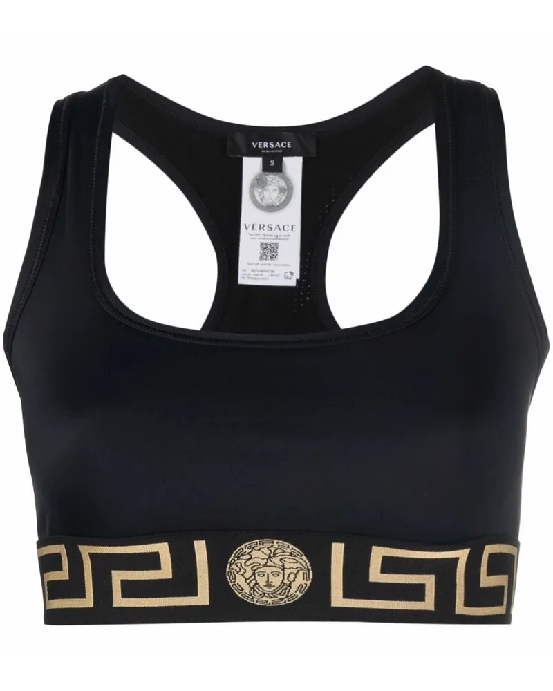 Versace Sport-BH mit La Greca-Muster Schwarz