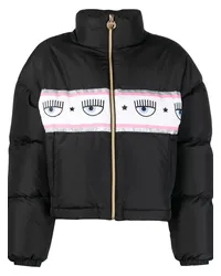 Chiara Ferragni Gefütterte Jacke mit Logo-Print Schwarz