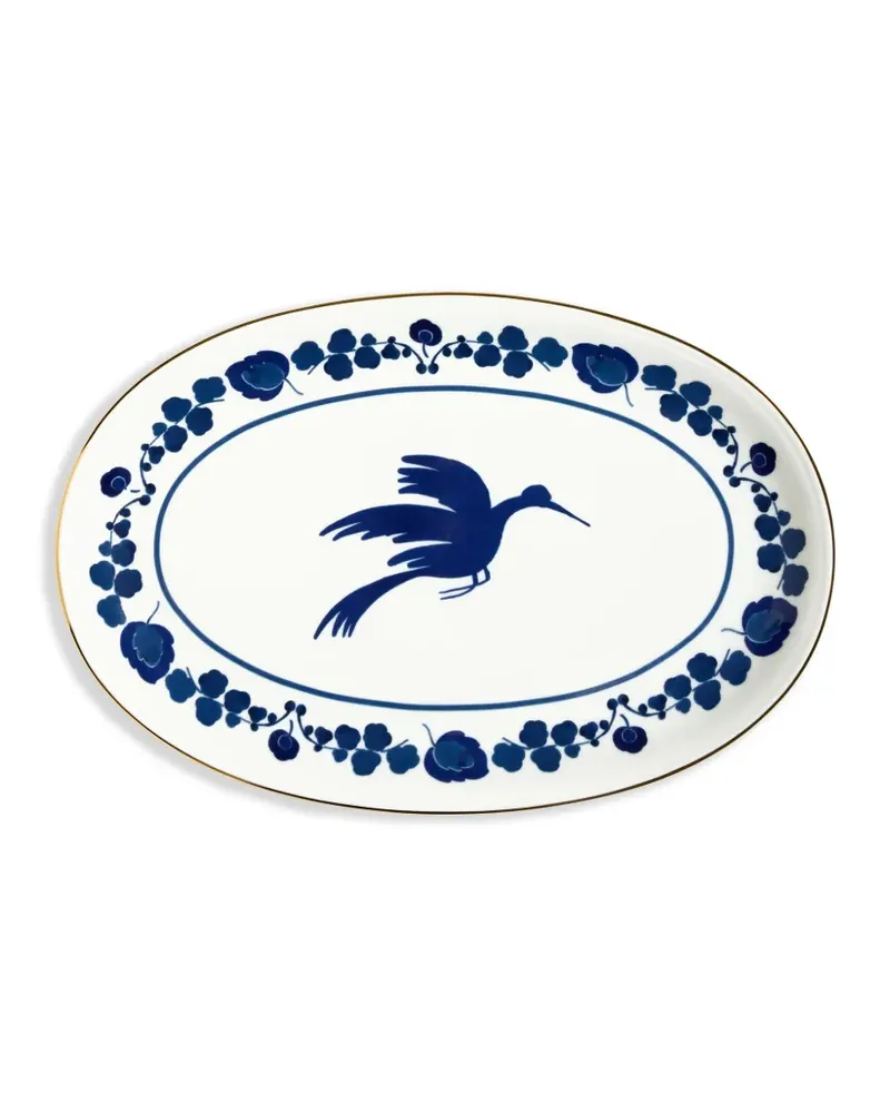 La DoubleJ Teller mit Wildbird-Print (36cm x 24cm) - Weiß Weiß