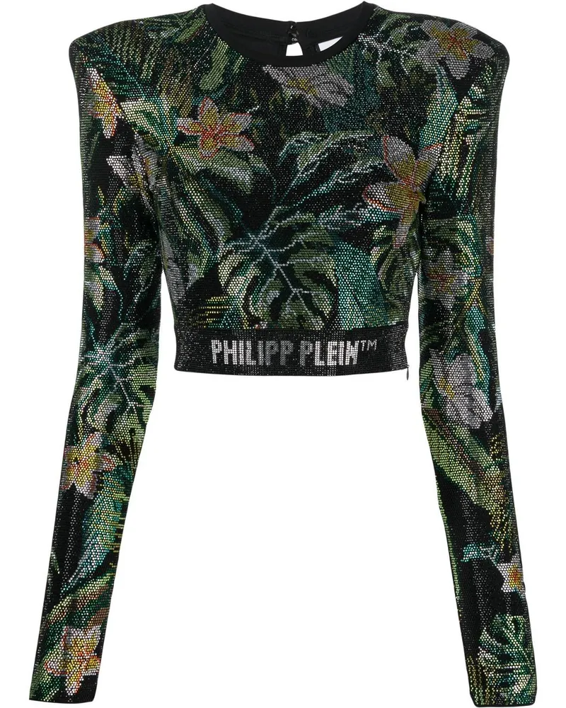 Philipp Plein Langarmshirt mit Kristallen - Schwarz Schwarz