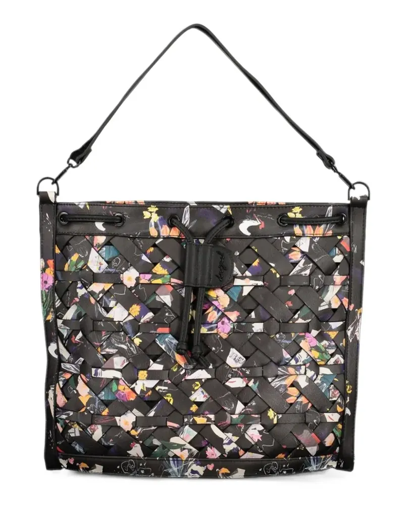 Desigual floral-print woven-effect backpack - Schwarz Schwarz