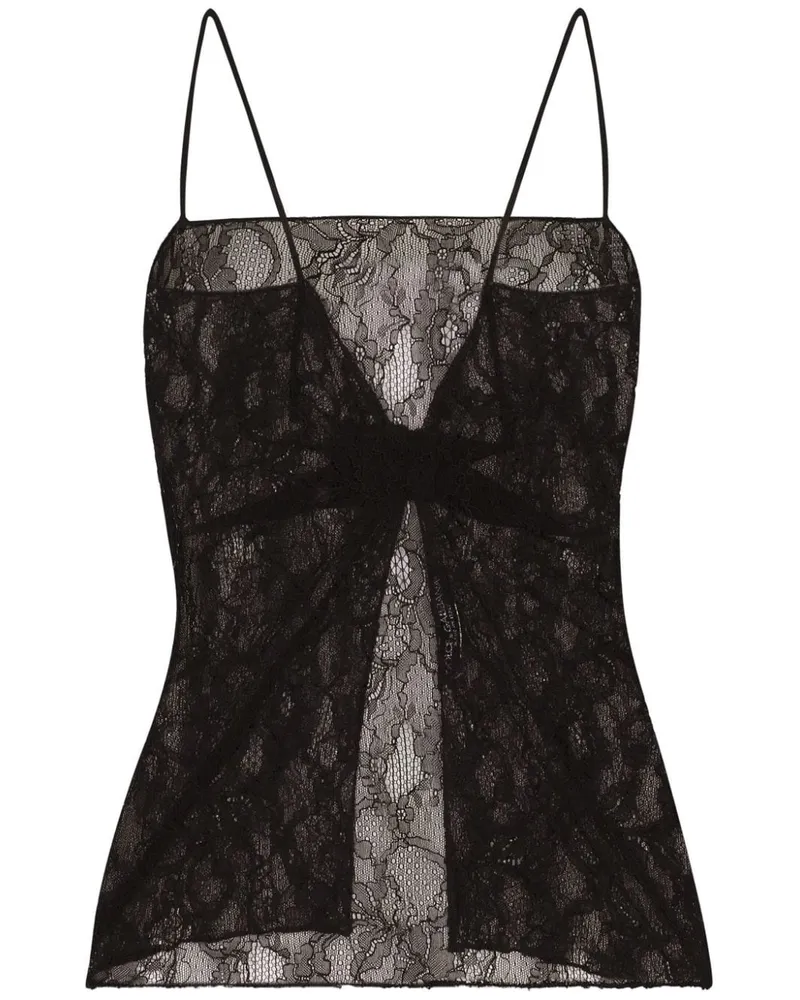 Dolce & Gabbana Maxikleid mit Spitzeneinsätzen - Schwarz Schwarz