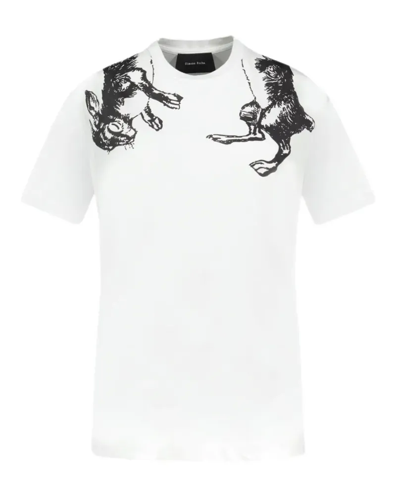 Simone Rocha hare-illustration T-shirt - Weiß Weiß