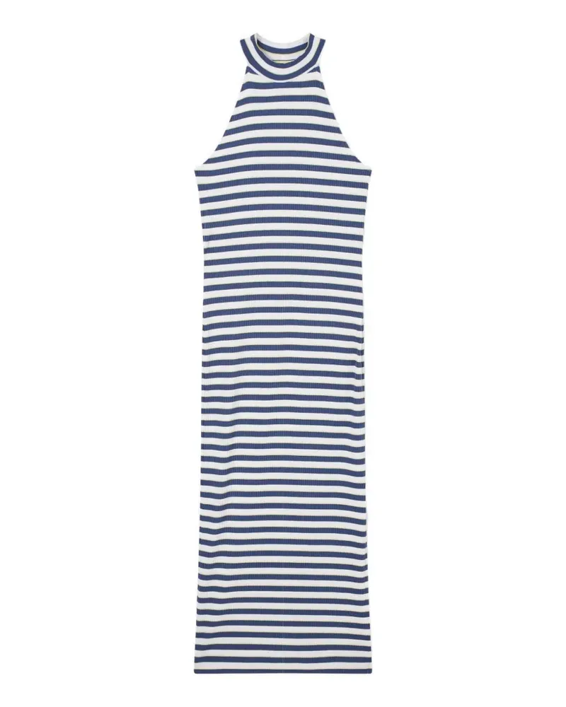 EA7 Gestreiftes Kleid aus Rippstrick - Blau Blau